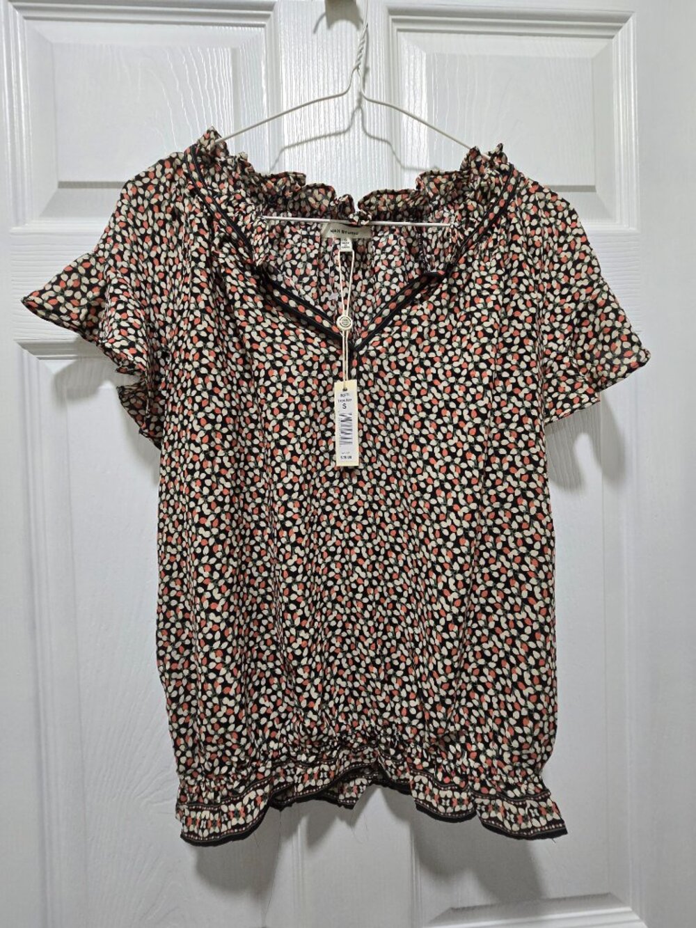 NWT Max Studio Top Blouse Small Ruffles Cottagecore Coquette Feminine Floral